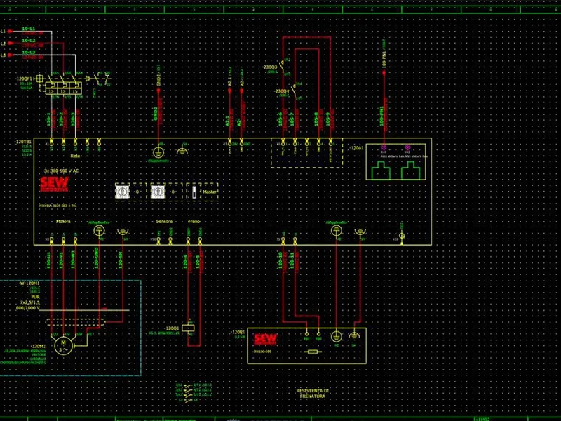 Pagina di schema elettrico con un azionamento SEW